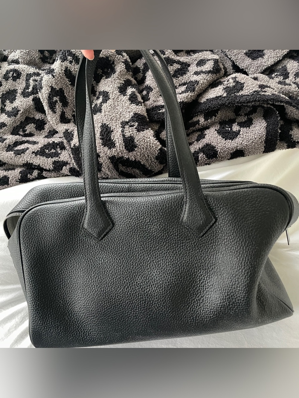 Black Leather Tote Bag - Classic Women's Handbag